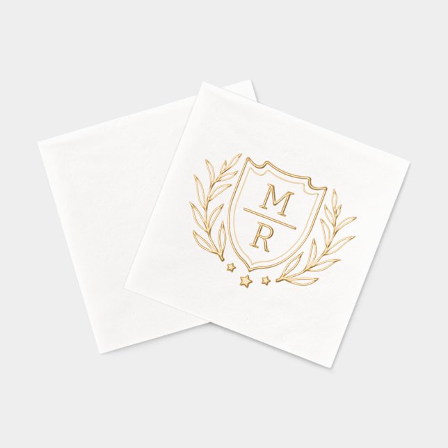 Retro floral style Foil Stamped Napkins. Foil Napkins (Back)