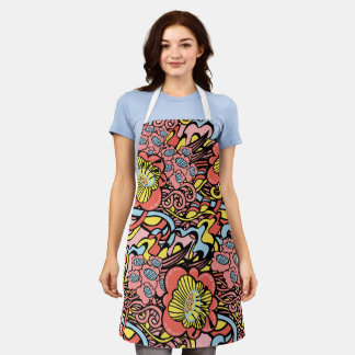 Retro Floral Swirl Apron