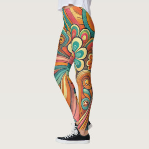 Retro Floral & Swirl Women's Leggings