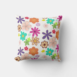 Retro Floral T-Shirt – Colorful Groovy Flowers Des Cushion