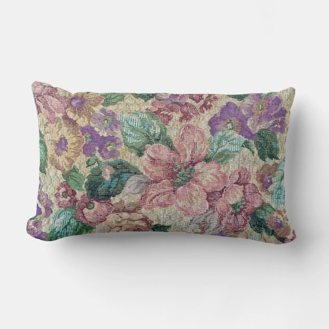 retro floral tapestry lumbar cushion (Front)