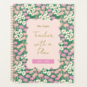 Retro Floral Teacher with a Plan Personalized Planner