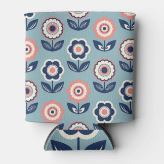Retro Floral: Timeless Pattern Charm Can Cooler