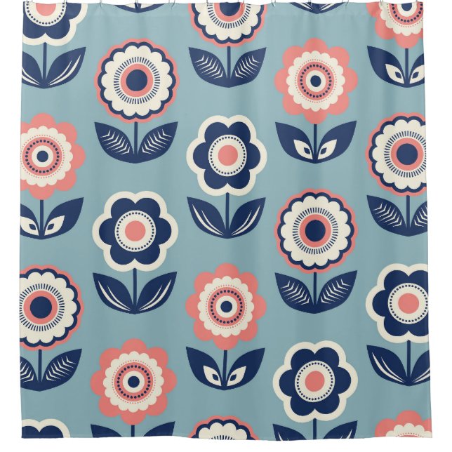 Retro Floral: Timeless Pattern Charm Shower Curtain (Front)