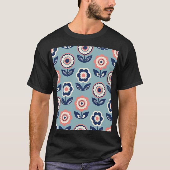 Retro Floral: Timeless Pattern Charm T-Shirt (Front)