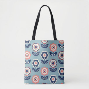 Retro Floral: Timeless Pattern Charm Tote Bag