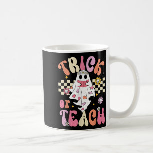 Retro Floral Trick Or Teach Cute Ghost Halloween T Coffee Mug