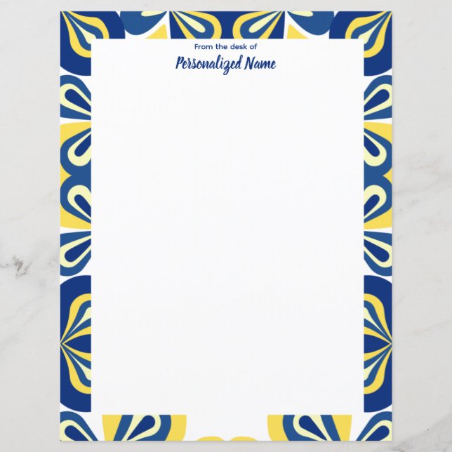 Retro Floral Unlined Paper Sheet (Front)