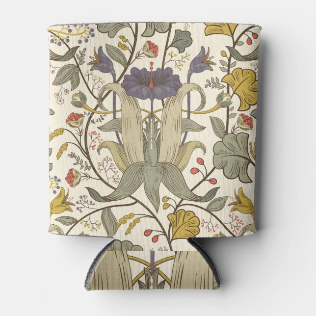 Retro floral vertical seamless design. can cooler (Front)