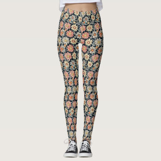Retro Floral Vintage Daisy Print Leggings