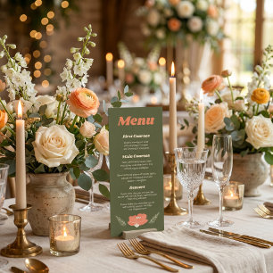 Retro Floral Vintage Garden Wedding  Menu