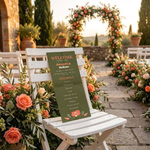 Retro Floral Vintage Garden Wedding Program