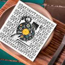 Retro Floral Vinyl Happy Birthday Personalised