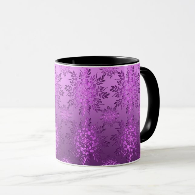 Retro Floral Violet Design Mug (Front Right)