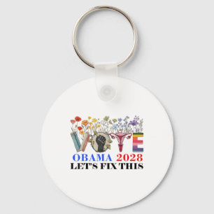 Retro Floral Vote Obama 2028 Lets Fix This Preside Key Ring