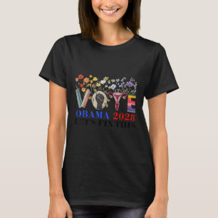 Retro Floral Vote Obama 2028 Lets Fix This Preside T-Shirt