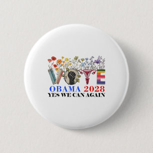 Retro Floral Vote Obama 2028 Yes We Can Again _1 6 Cm Round Badge