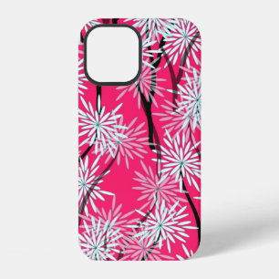 retro floral wallpaper asian style in red white bl iPhone 12 case