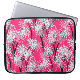 retro floral wallpaper asian style in red white bl laptop sleeve