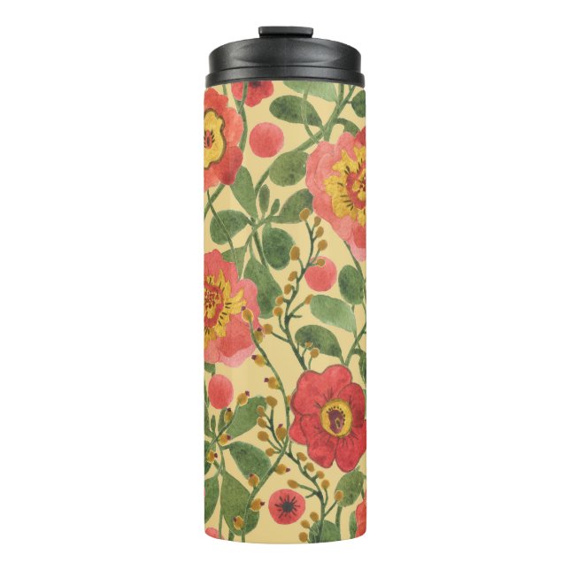 Retro Floral Watercolor: Timeless Elegance Thermal Tumbler (Front)