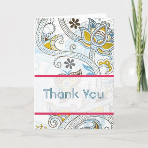 Retro Floral Wedding Thank You Cards