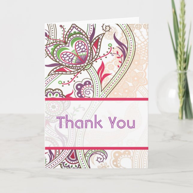 Retro Floral Wedding Thank You Cards (Front)