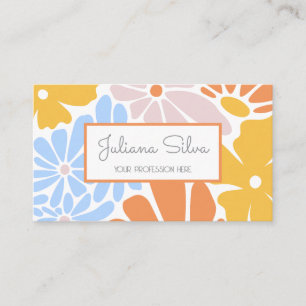 Retro Floral with QR Business Card