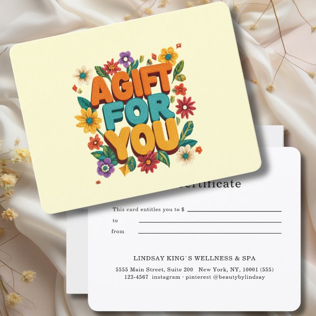 Retro Floral Yellow Gift Certificate (Retro Floral Yellow Gift Certificate)