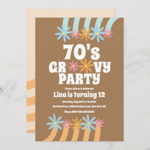 Retro Florals Groovy Teen Birthday   Invitation