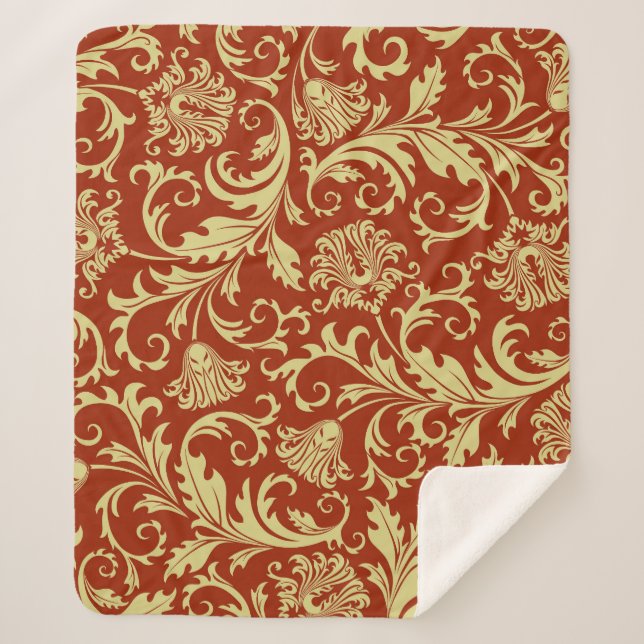 Retro florals: vintage pattern background. sherpa blanket (Front)