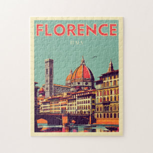 Retro Florence, firenze italy travel gifts Jigsaw Puzzle