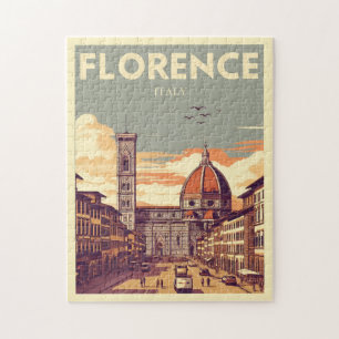 Retro Florence, firenze italy travel gifts Jigsaw Puzzle