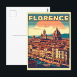 Retro Florence, firenze italy travel gifts Postcard<br><div class="desc">"Florence Italy"
"Firenze" 
"Uffizi Gallery"
"Ponte Vecchio"
"Florence Cathedral Duomo"
"Florence day trips"
"Italian destination"
"Florence gifts"
"Boboli Gardens"
"Piazza della Signoria"</div>