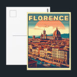 Retro Florence, firenze italy travel gifts Postcard<br><div class="desc">"Florence Italy"
"Firenze" 
"Uffizi Gallery"
"Ponte Vecchio"
"Florence Cathedral Duomo"
"Florence day trips"
"Italian destination"
"Florence gifts"
"Boboli Gardens"
"Piazza della Signoria"</div>
