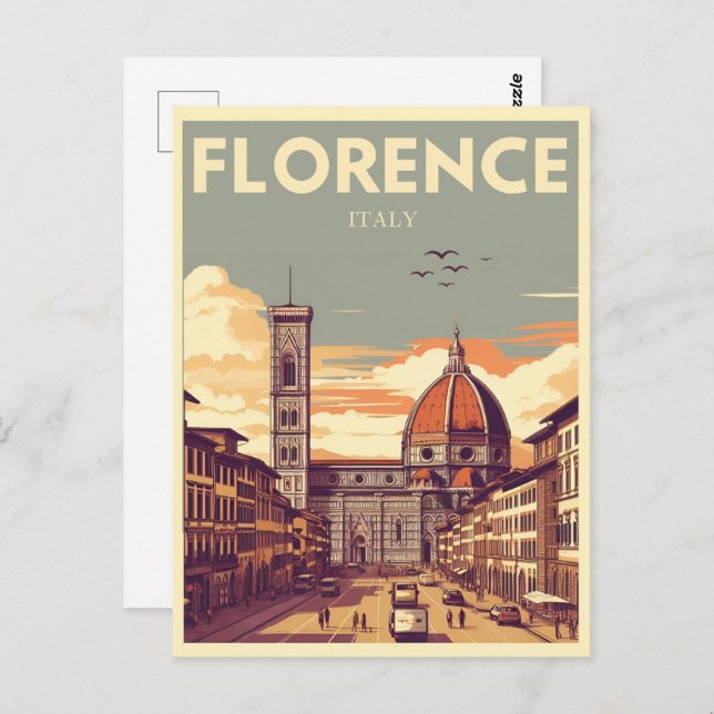 Retro Florence, firenze italy travel gifts Postcard (Front/Back)