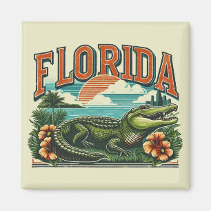 Retro Florida Alligator Magnet