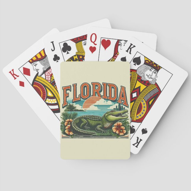 Retro Florida Alligator Playing Cards (Back)