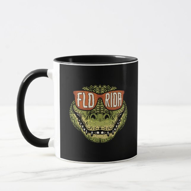 Retro Florida Alligator Sunglasses Coffee Mug (Left)