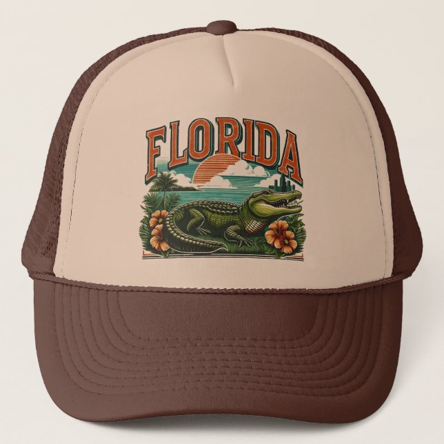 Retro Florida Alligator Trucker Hat (Front)