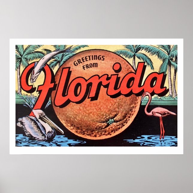Retro Florida Orange Poster Print (Front)