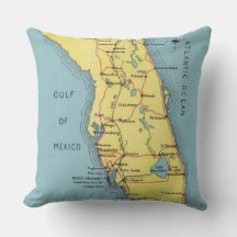 Retro Florida Postcard Map Pillow