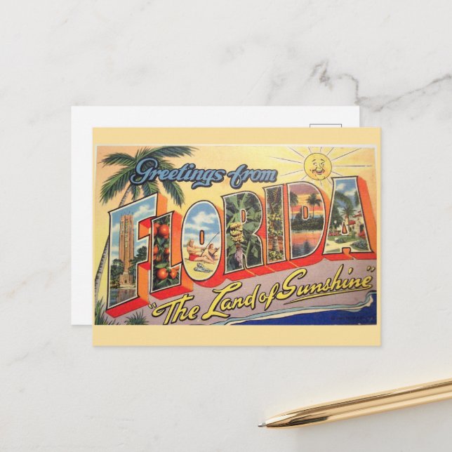 Retro Florida State. Postcard (Front/Back In Situ)