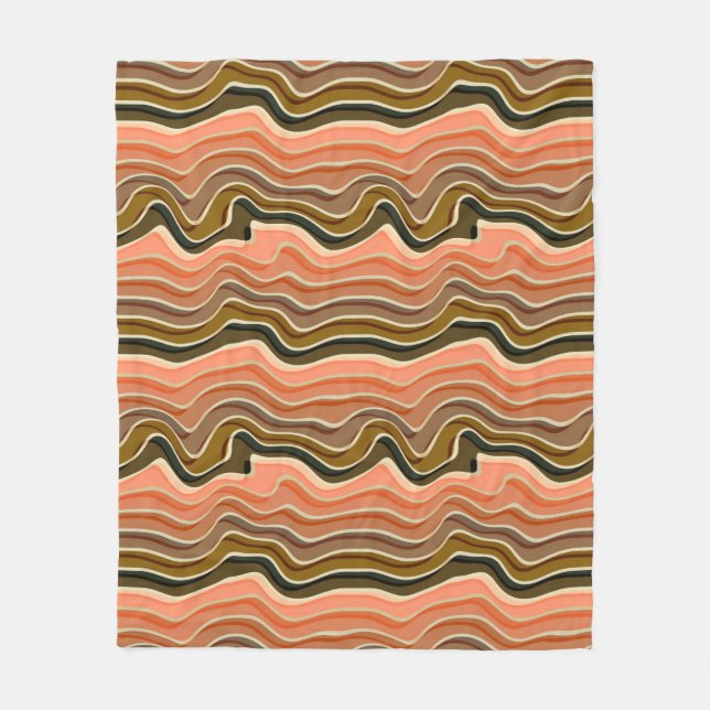 Retro Flow Cosy with Wavy Stripes Fleece Blanket (Front)