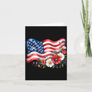 Retro flower american flag women 4th of july card