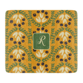 Retro flower and Leaf Monogram Cutting Board