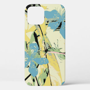 retro flower blue and yellow barely there iPod cas iPhone 12 Case