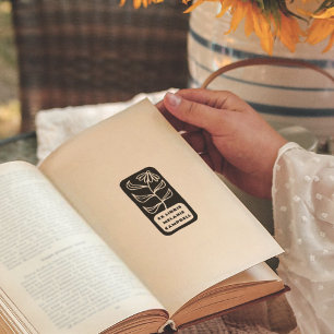 Retro Flower Bold Bookplate Ex Libris Book Self-inking Stamp