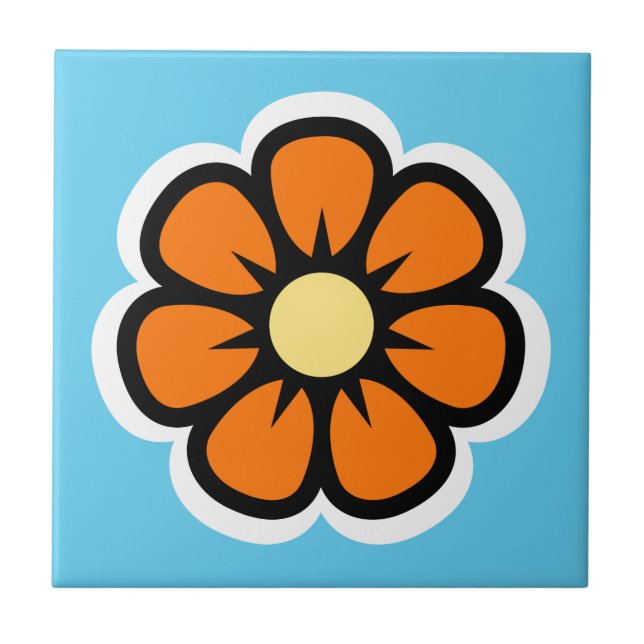 Retro Flower Ceramic Tile (Front)