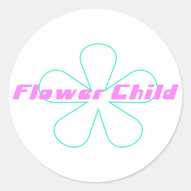 Retro Flower Child Classic Round Sticker (Front)
