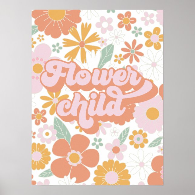 Retro Flower Child floral Poster (Front)